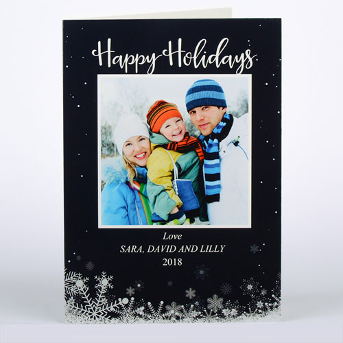 Frozen In Time Personalised Photo Christmas Card, Folded 5