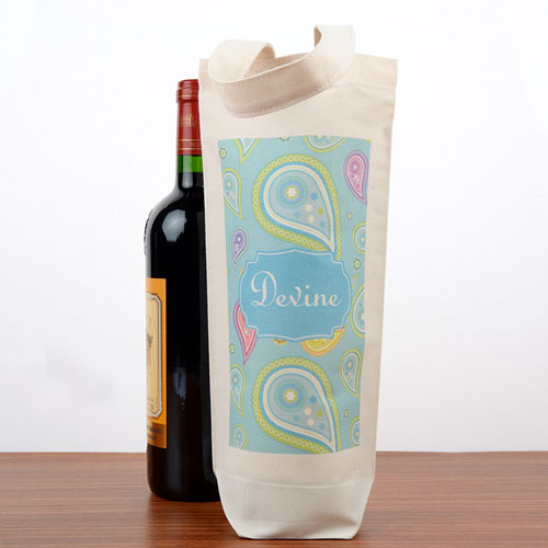 Floral Personalised Wine Cotton Tote Bag