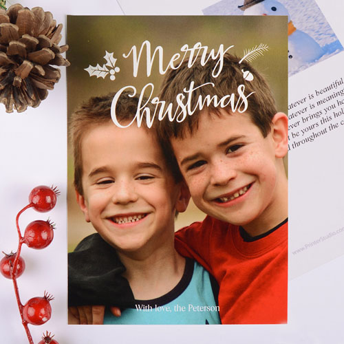 Merry Script Personalised Christmas Photo Card