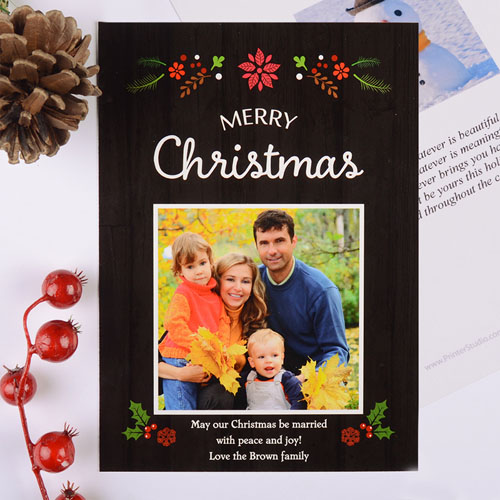 Floral Christmas Personalised Photo Card