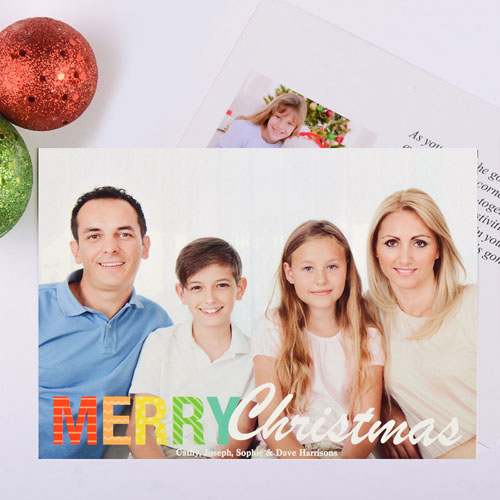 Bright Pattern Personalised Christmas Photo Card