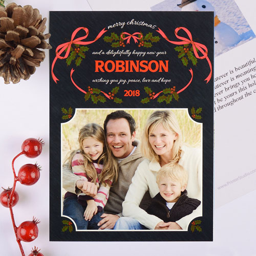 Wreath Of Love Personalised Photo Christmas Card