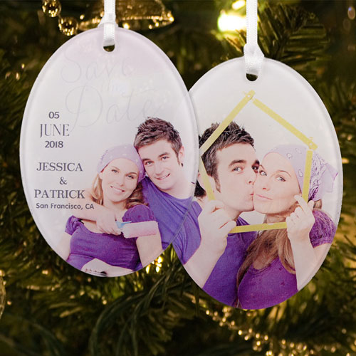Save The Date Personalised Photo Acrylic Oval Ornament