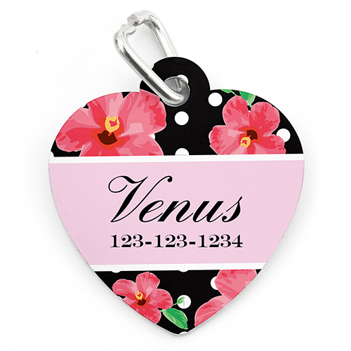 Rose Triangle Personalised Pet Tag Heart Shape