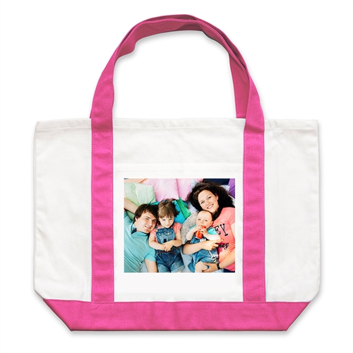 Personalised Landscape Photo Hot Pink Canvas Tote Bag