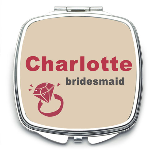 Wedding Ring Personalised Mirror For Bridesmaids, Square