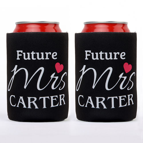 Love Future Mrs. Personalised Can Cooler, Black