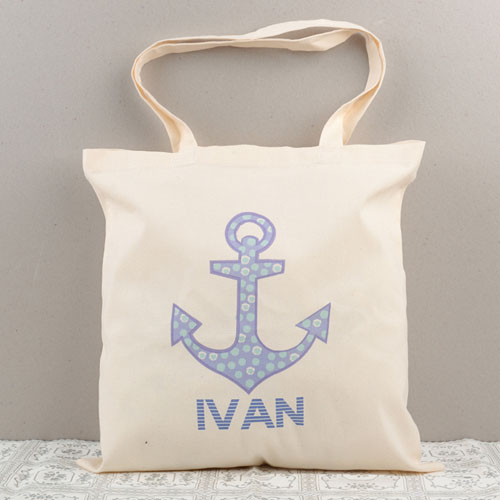 Dot Anchor Personalised Cotton Tote Bag