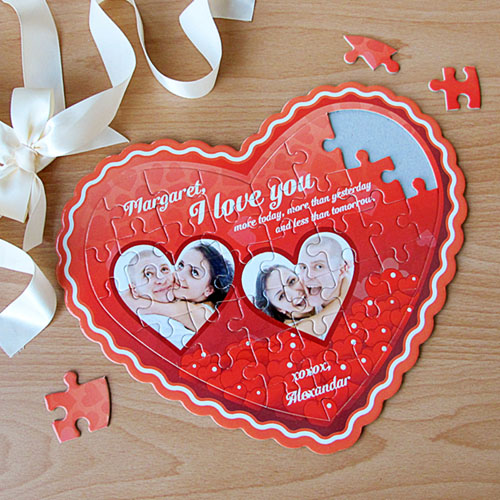 Red Love Personalised Heart Shape Puzzle