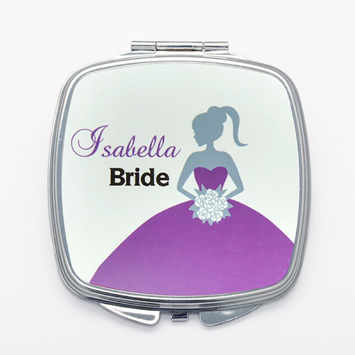 Personalised Compact Mirror For Bridesmaids Purple