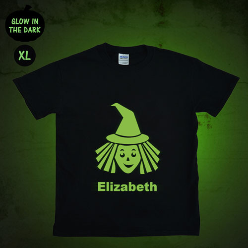Witch Personalised Glow In The Dark Halloween T Shirt, Adult Extra Large