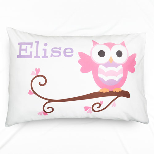 Pink Owl Personalised Pillowcase