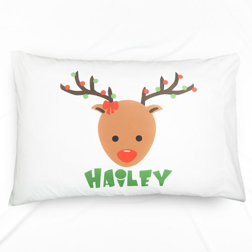 Reindeer Personalised Name Pillowcase For Kids