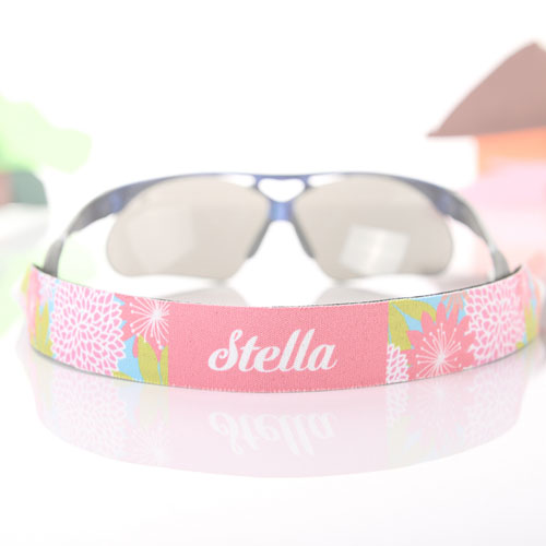 Pink Floral Personalised Sunglass Strap