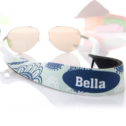 Aqua And Blue Floral Personalised Sunglass Strap
