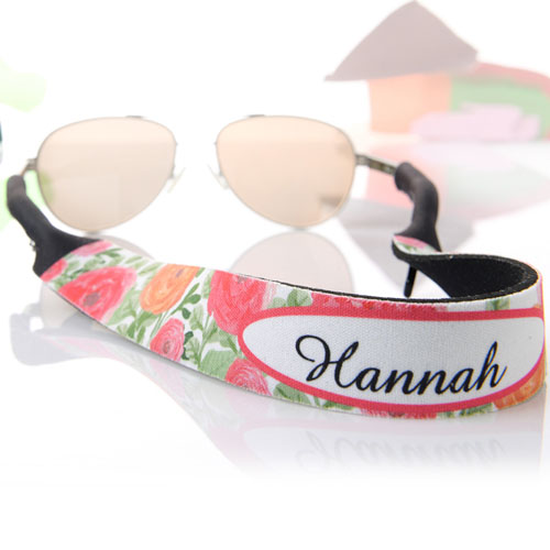 Red And Orange Floral Personalised Sunglass Strap