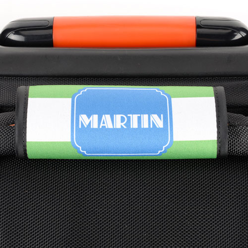 Lime Stripe Personalised Luggage Handle Wrap