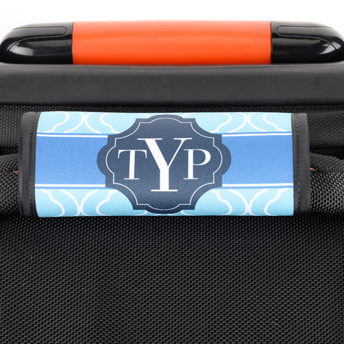 Blue Moroccan Personalised Luggage Handle Wrap
