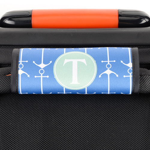 Navy Anchor Personalised Luggage Handle Wrap