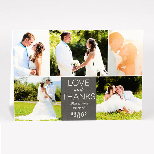 Personalised Love And Thanks Collage Photo Card For Wedding