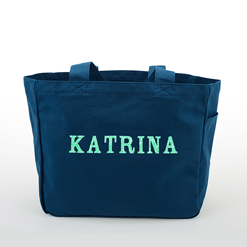 Glitter Text Personalised Cotton Tote Bag, Navy