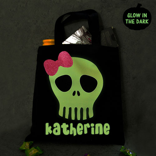 Personalised Glitter And Glow In The Dark Halloween Treat Tote Bag