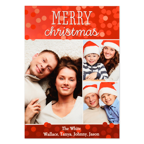 Merry Christmas Three Collage Personalised Photo Card