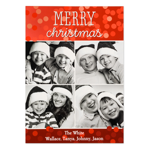 Merry Christmas Four Collage Personalised Photo Card