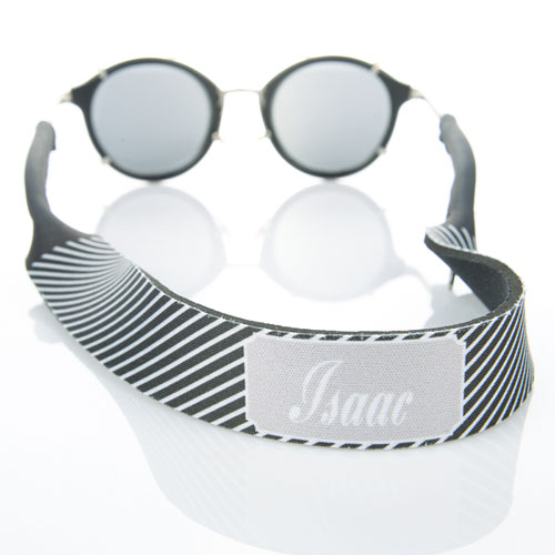 Grey Stripe Monogrammed Sunglass Strap