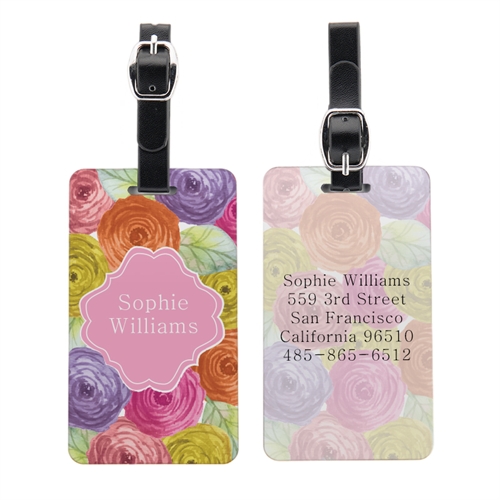 Watercolour Floral Portrait Personalised Luggage Tag