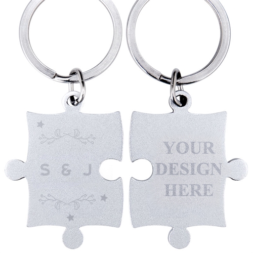 Wreath and Stars Personalised Engraved Puzzle Keychain