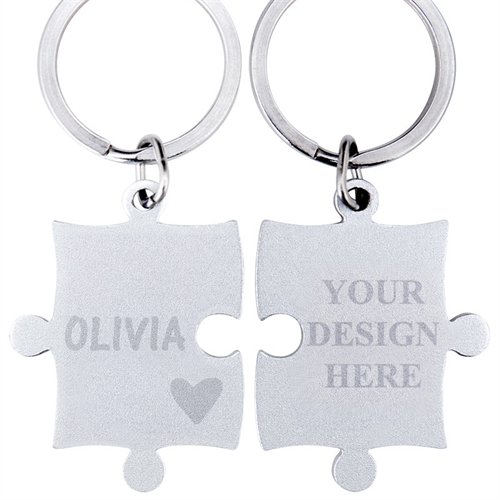 Heart Personalised Engraved Puzzle Keychain