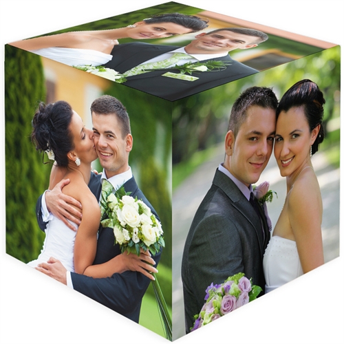 Personalised 6 Panels Wedding Wood Photo Cube