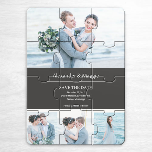 Create Your Own Save The Date Cards, Grey 4 Photo Collage