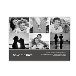 Create Your Own Save The Dates, Grey 6 Photo Collage