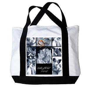 Personalised Eight Black Collage Canvas Tote Bag