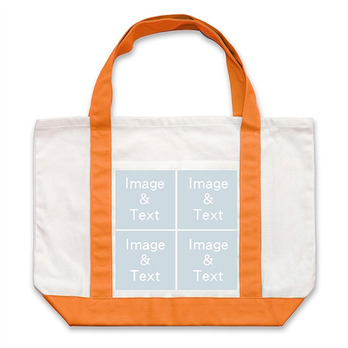 Four White Collage Orange Custom Large Tote Bag