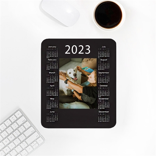 Custom Print Portrait Calendar, Black Mouse Pad