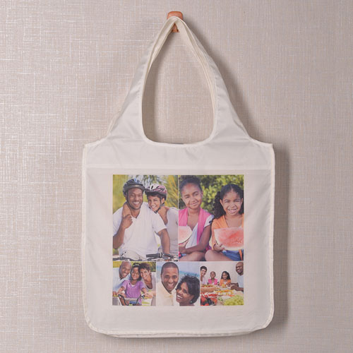 Personalised 5 Collage Folded Shopper Bag, Classic