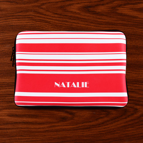 Personalised Name Hot Pink Stripes Macbook Air 11 Sleeve