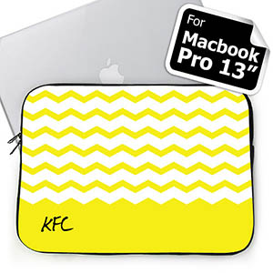 Personalised Name Yellow Chevron Macbook Pro 13 Sleeve (2015)