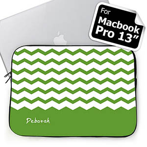 Personalised Name Green Chevron Macbook Pro 13 Sleeve (2015)