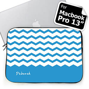 Personalised Name Sky Blue Chevron Macbook Pro 13 Sleeve (2015)