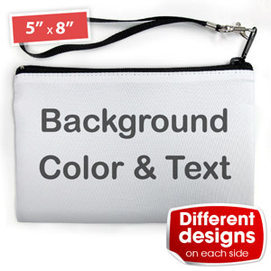 Personalised Background Colour & Text (2 Side Different Image) Wristlet Bag (Medium Inch)