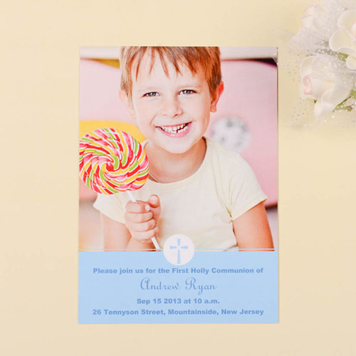 Print Your Own Christening Cross – Pool Communication Photo Invitation Cards
