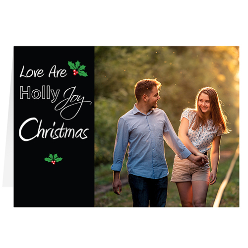Love are Holly Joy Personalised Christmas Greeting Card