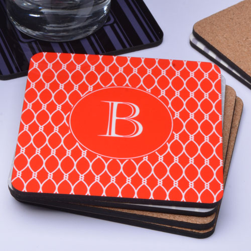 Personalised Red Monogrammed (One Coaster)