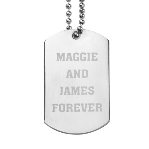 Forever Personalised Message Engraved Dog Tag Pendant