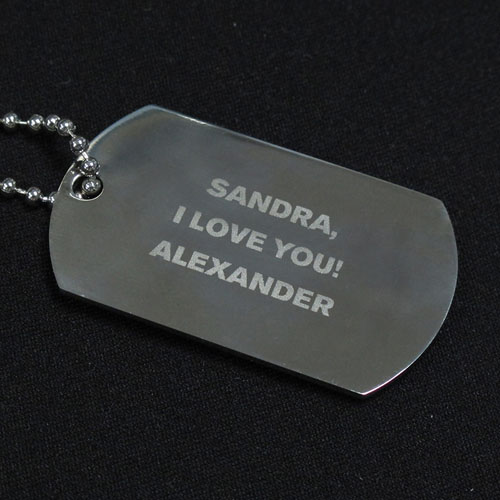 Personalised Message Engraved Dog Tag Pendant