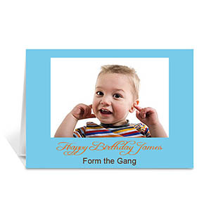 Custom Baby Blue Photo Birthday Cards, 5